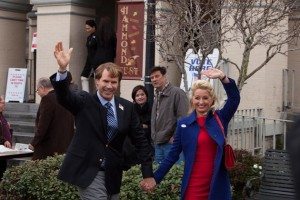 Will Ferrell as Cam Brady and Katherine LaNasa as his wife Rose