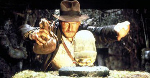 Indiana Jones (Harrison Ford) taking the golden idol