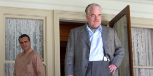 Joaquin Phoenix as Freddie and Phillip Seymour Hoffman as Lancaster Dodd in The Master