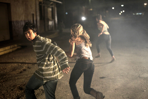 The two couples get cornered in a warehouse area in Butcher Boys