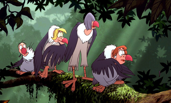 The zany vultures in THE JUNGLE BOOK