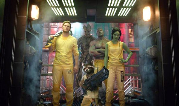 Peter Quill (Pratt), Groot, Drax (Dave Bautista), Gamora (Zoe Saldana) and Rocket