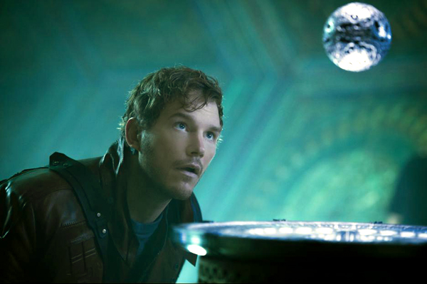 Quill (Chris Pratt) stares at the Orb