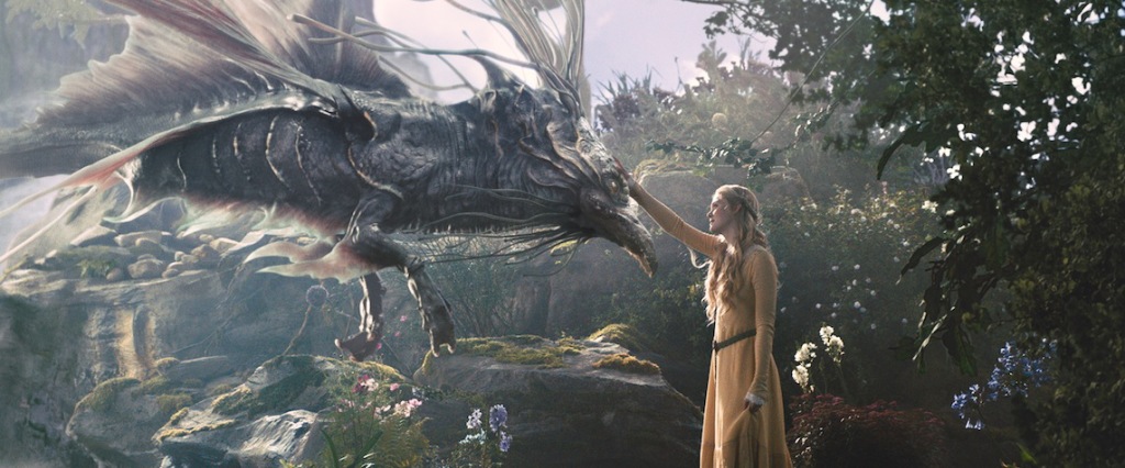 Aurora with flying moors creature