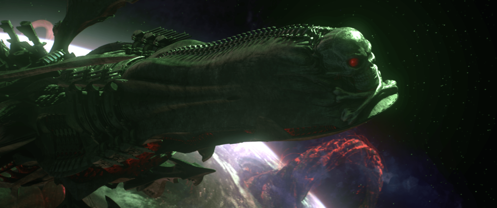 The Arcadia. Some of the fine animation in Harlock Space Pirate