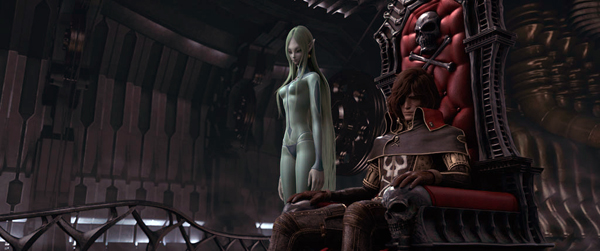 Mimay and Harlock on the bridge of the Arcadia
