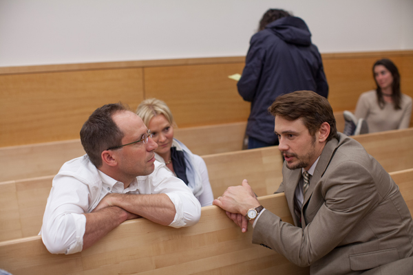 Rupert Goold going over a scene with James Franco in True Story
