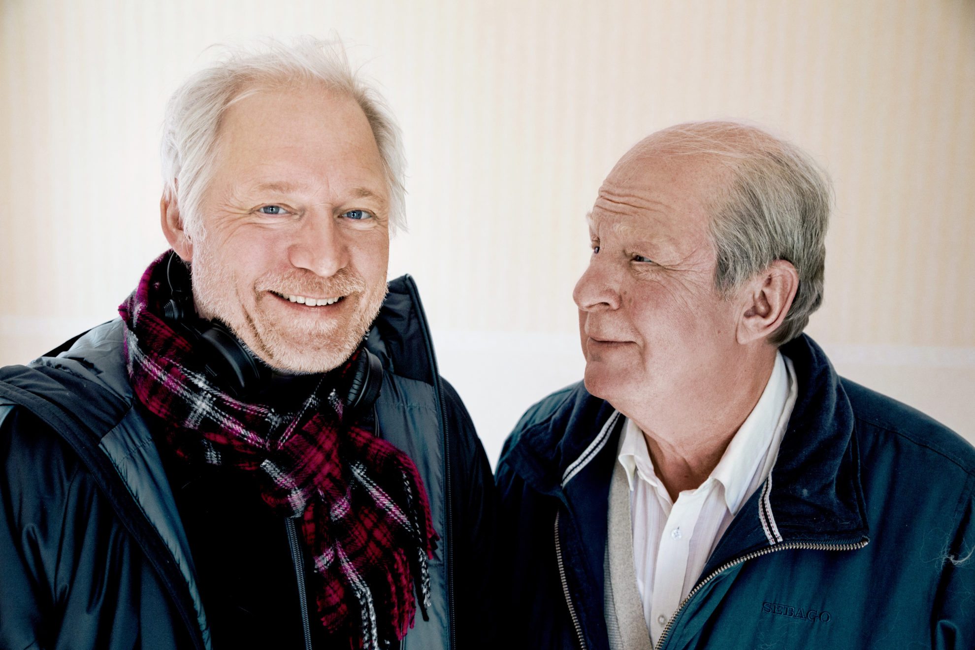 Director Hannes Holm and Rolf Lassgard in A MAN CALLED OVE