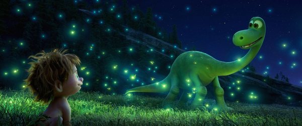 Arlo shows Spot his firefly trick in THE GOOD DINOSAUR