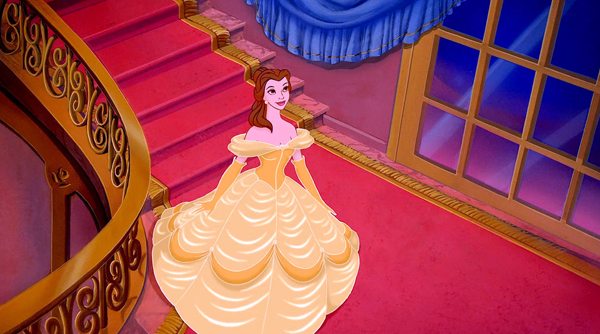 Belle iin her beautiful new gown