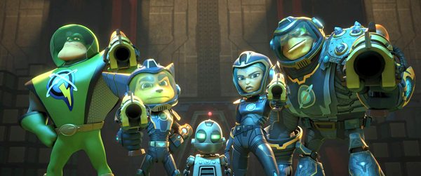 Galactic Rangers Captain Qwark, Ratchet, Clank, Cora Varalux and Brax Lectrus