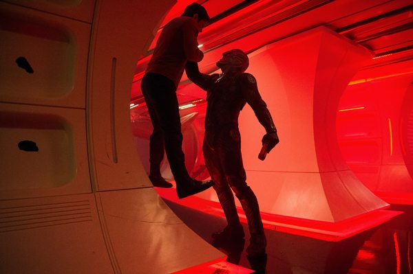 Chris Pine plays Captain James T. Kirk and Idris Elba plays Krall in Star Trek Beyond from Paramount Pictures, Skydance, Bad Robot, Sneaky Shark and Perfect Storm Entertainment