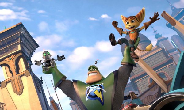 Clank and Ratchet get held high for their Heroism by Captain Qwark