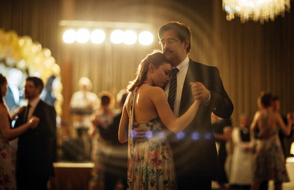 David (Colin Farrell)  dances with nose bleeding woman (Jessica Barden)  in The Lobster 
