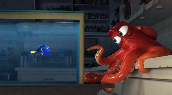 Dory tries to get Hank the Octopus to help her in FINDING DORY