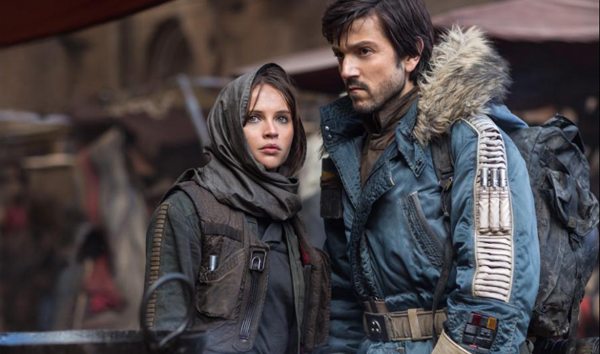 Felicity Jones as Jyn Erso and Diego Luna as Cassian Andor