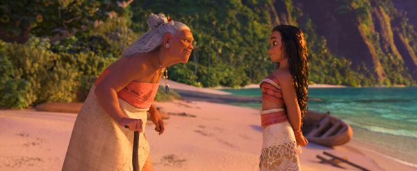 Gramma Tala tells Moana about the sea in Disney's MOANA