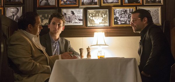 JONAH HILL as Efraim, MILES TELLER as David and BRADLEY COOPER as Henry Girard