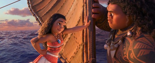 Moana sails with Maui in Disney's MOANA