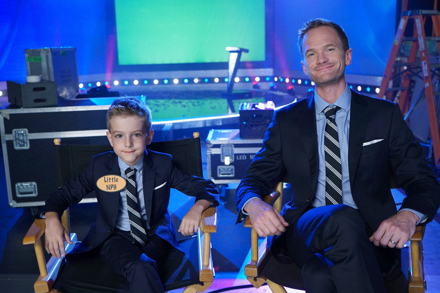 BEST TIME EVER WITH NEIL PATRICK HARRIS -- "Zip Line Promo" -- Pictured: (l-r) Nathaniel Motulsky as Little NPH, Neil Patrick Harris -- (Photo by: Chris Haston/NBC)