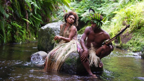 Wawa (Marie Wawa) and Dain (Mungau Dain) visit by a river in Tanna