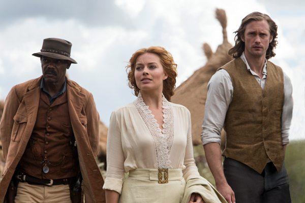 George Washington Williams (Samuel L Jackson) Jane (Margot Robbie) and Tarzan (Alexander Scarsgard)